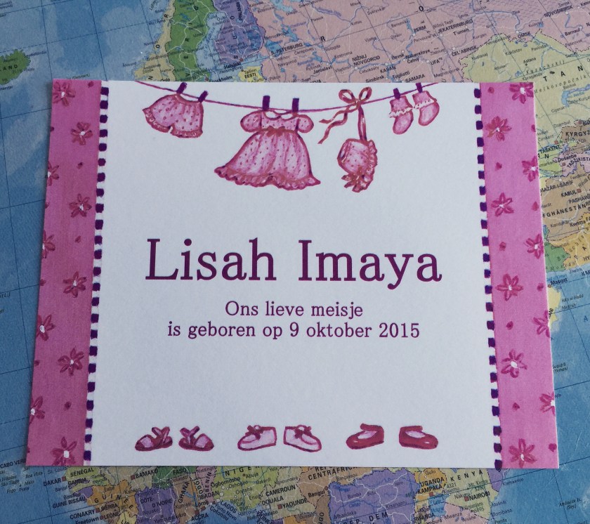 Geboortekaartje van Lisah Imaya Geboortekaartje van Lisah Imaya