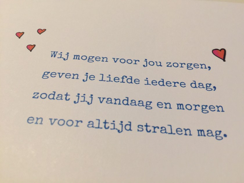 Binnenzijde geboortekaartje Bowin